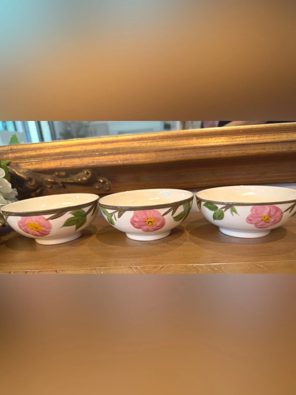 Vintage Franciscan Desert Rose Oatmeal Cereal Bowls Set of 3 England 5.5”